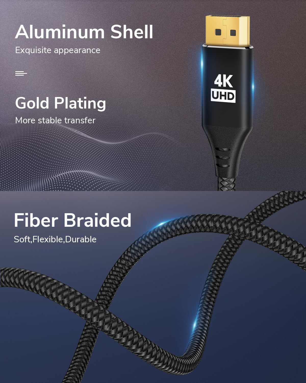 4K Displayport to Mini HDMI Cable 3FT, DP to Mini HDMI Male Video UHD 1440P/2K@120Hz,4K@30 Nylon DP to Mini HDMI Uni-Directional Cord for Dell, Desktop, AMD, NVIDIA, Lenovo, HP, Thinkpad image number 3