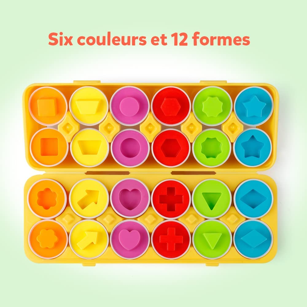 Matching Eggs 12 Pcs Set Color & Shape Recoginition Sorter Puzzle for Easter Travel Game Early Learning Educational Fine Motor Skill Toy image number 5