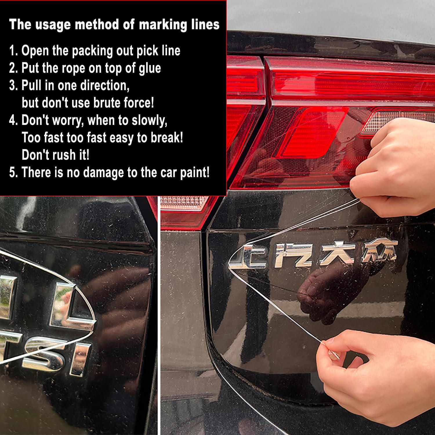 3Pcs Car Emblem Removal 30Cm Badge Logo Remover Sign Board Wire Remover Accessories for Car Motorcycle Truck Van General Car Badge Removal Tool Set image number 4