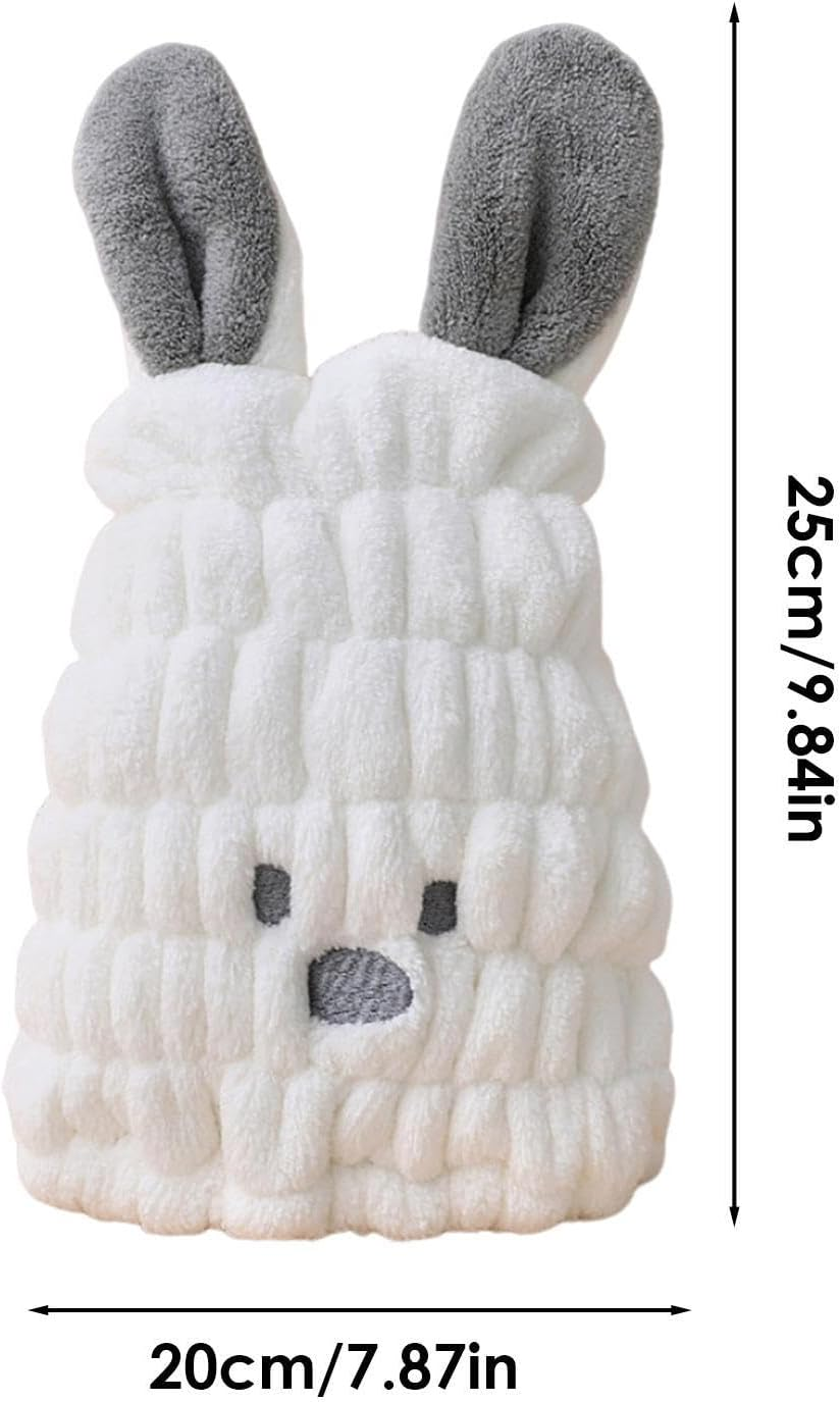 Hair Drying Towel for Kids - Children'S Cartoon Absorbent Hair Wrap,Machine Washable Hair Drying Tool for Face Wash, Makeup, and Bath Buniq image number 1