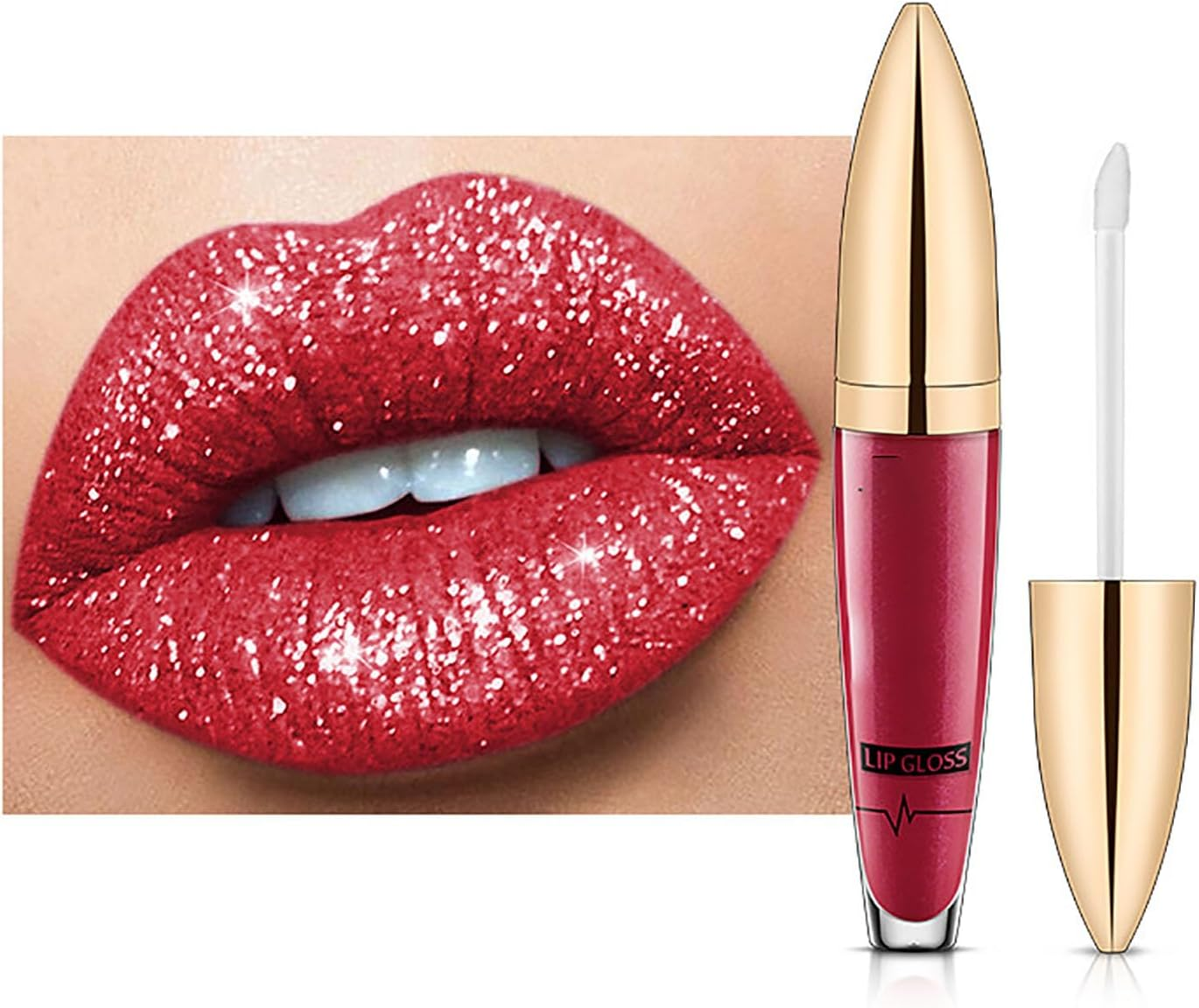 Diamond Lip Gloss Matte to Glitter Liquid Lipstick Waterproof, Diamond Shiny Long Lasting Lipstick Glitter Lipgloss Matte Liquid, Glitterlip Gloss for Women, Waterproof Makeup (E)