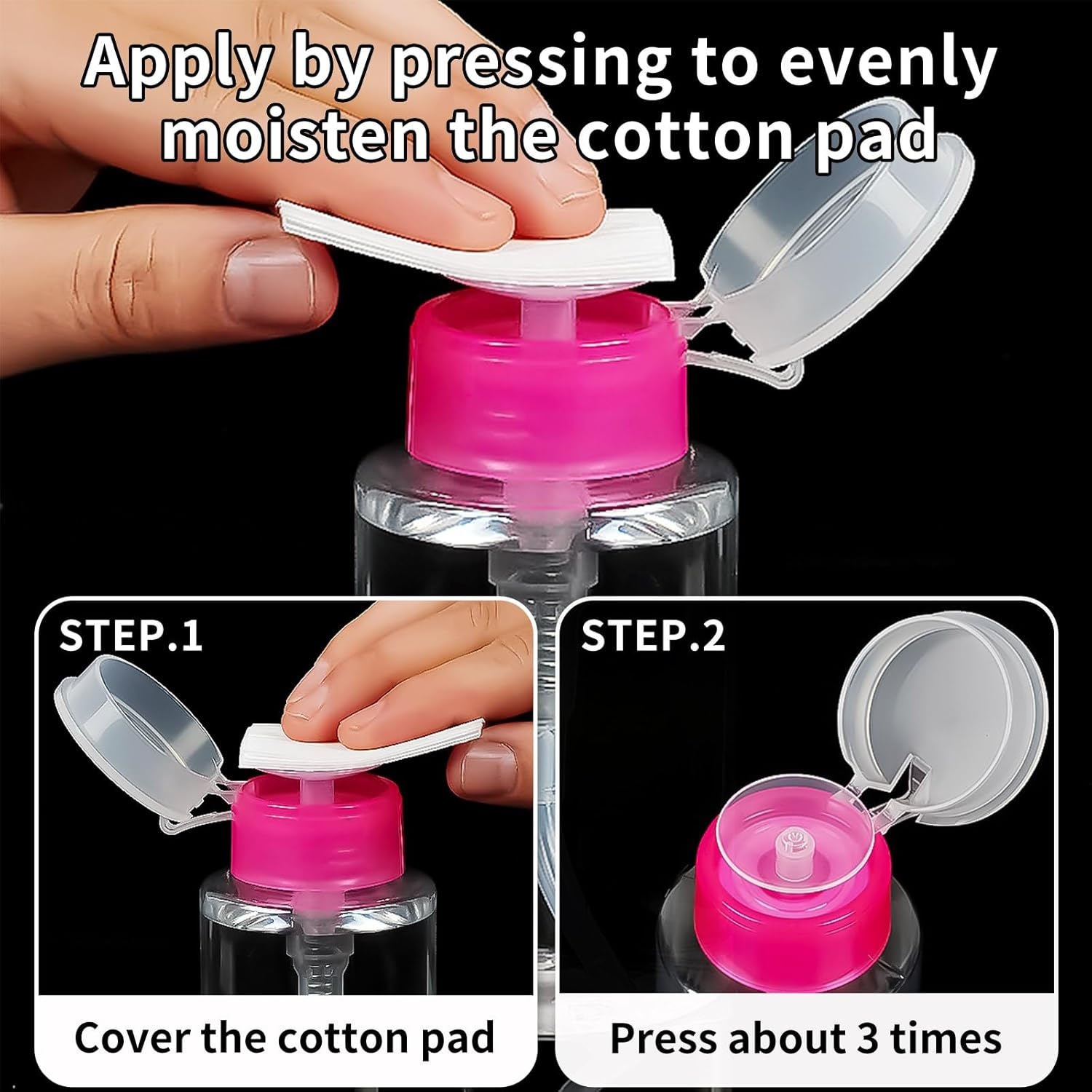 4 Pack Push down Pump Dispenser Empty Pump Bottle 180Ml Refillable Liquid Containers for Toner Makeup Remover Nail Polish Remover Travel Cosmetic Dispenser with Flip Top Lid Magenta image number 4