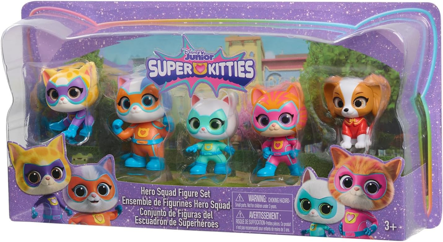 Disney Junior Superkitties Hero Squad 5-Piece Figure Set, Kids Toys for Ages 3 up by Just Play