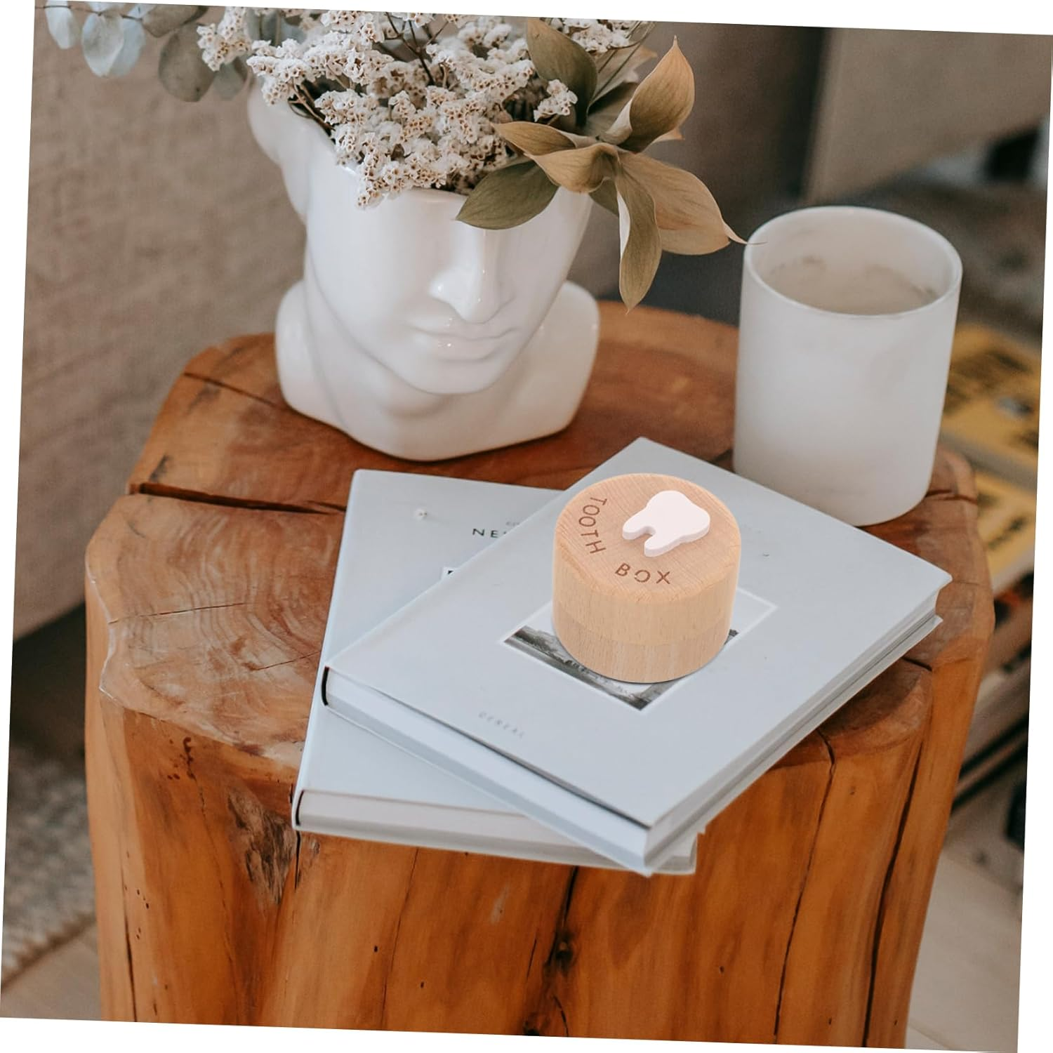 GLEAVI Wooden Baby Tooth Collection Box First Tooth Holder Fetal Hair Storage Portable Boys and Girls for Boys and Girls Keepsake Organizer image number 1