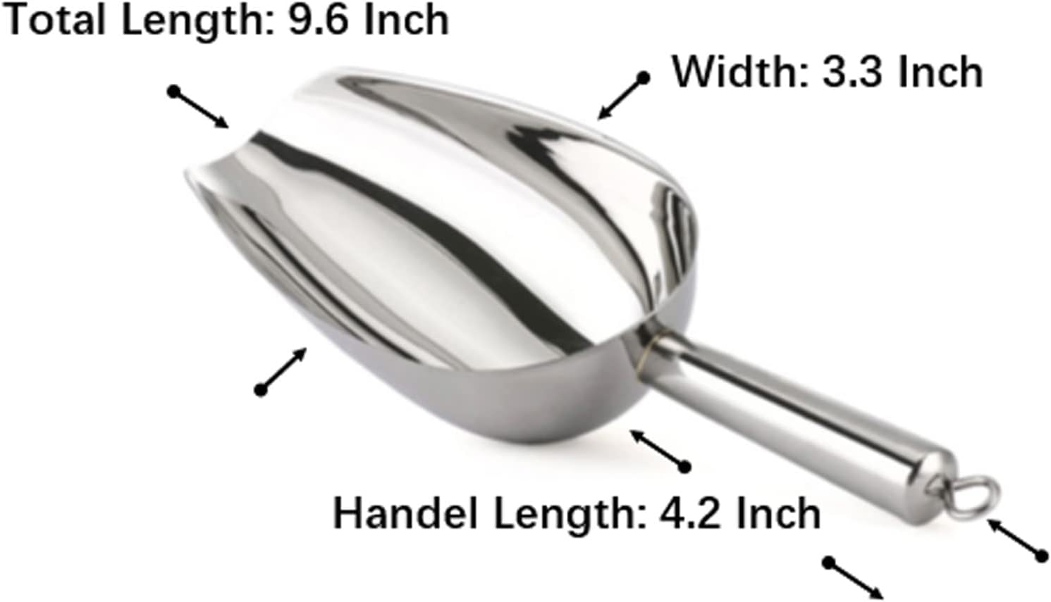 FX Stainless Steel Ice Scooper,Small Metal Scoops for Kitchen Bar Party Wedding,Thick,Dishwasher Safe,8 Oz,By image number 3