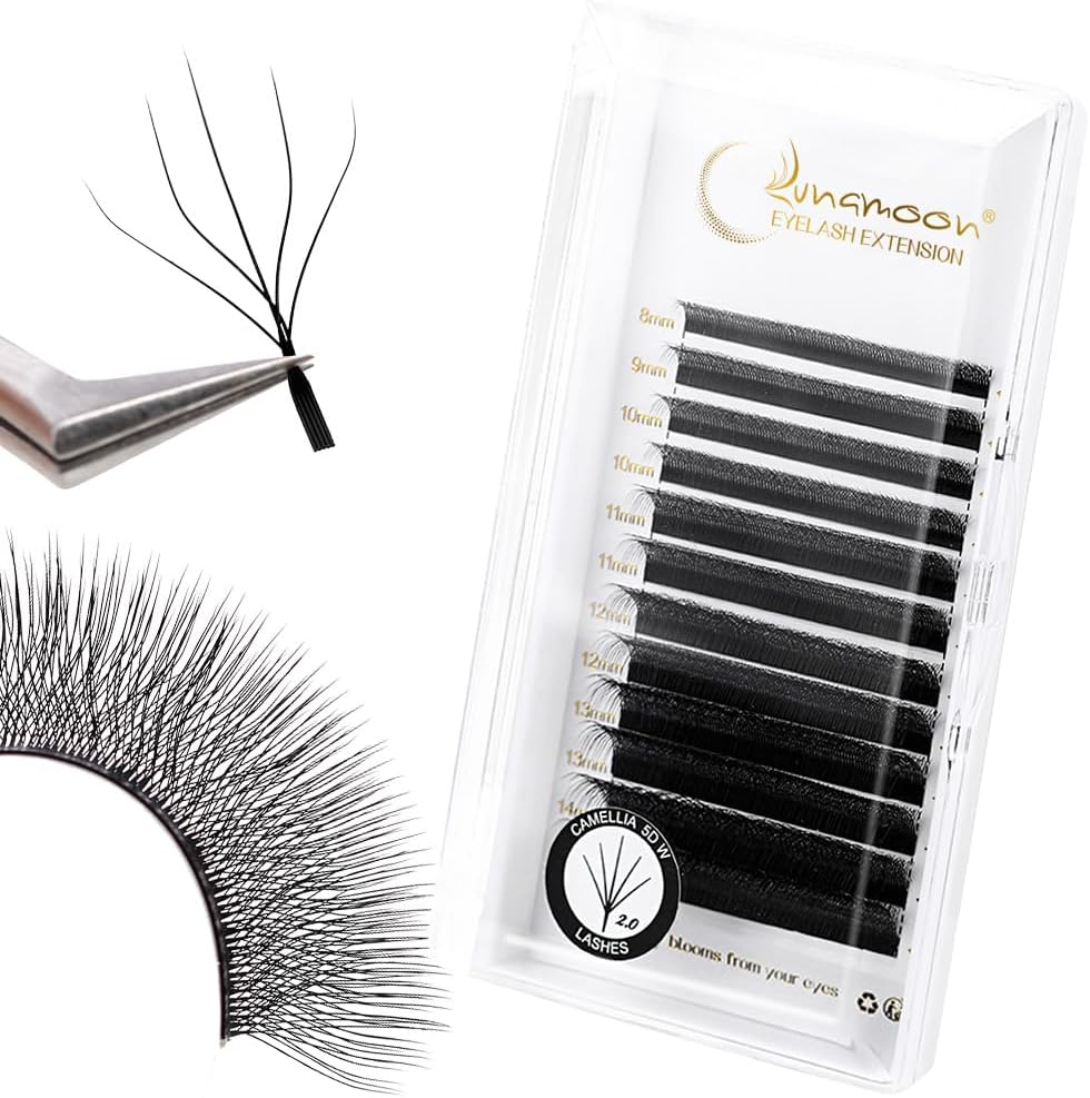 Lunamoon 5D Eyelash Extensions, W Eyelashes, Self-Fanning Lash, Ready-To-Use Fan Eyelash Extensions, Russian Volume Eyelashes, Premade Fan Lashes (Camellia5D-0.07C/8-15 Mm) image number 5