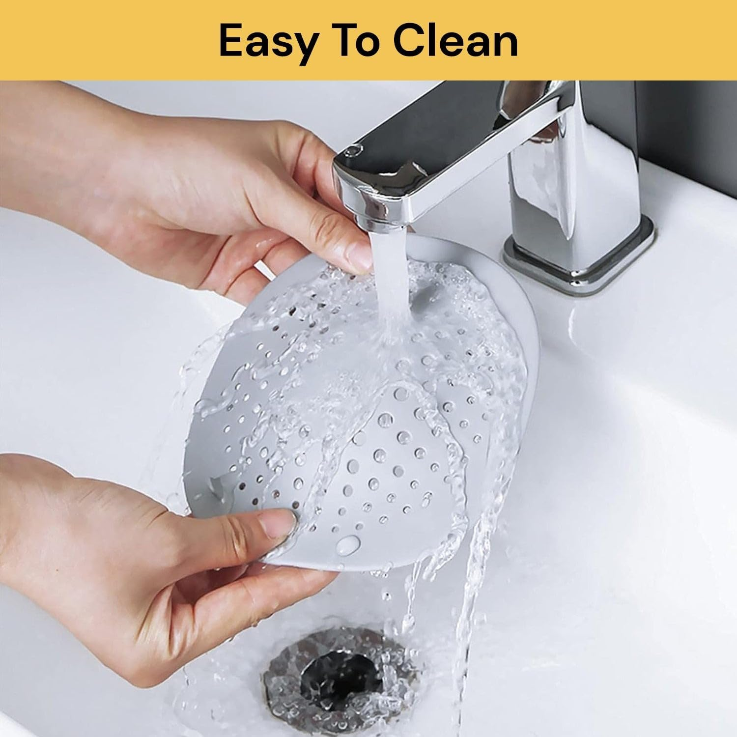 EZONEDEAL Hair Catcher Drain Cover Shower Silicone Hair Stopper with Suction Cup Easy to Install Bathroom Tubs Bathtub Kitchen Strainer Sink Waste Filter Mat (Orange)