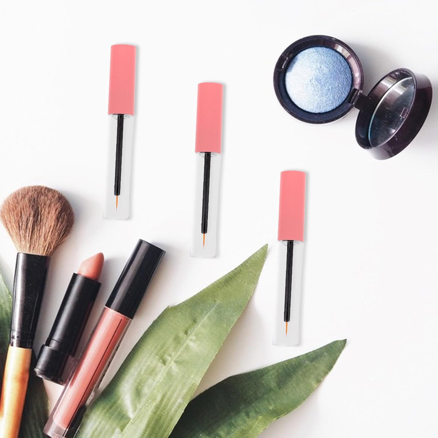 CHICAMPERA 5Pcs 10Ml Refillable DIY Empty Eyeliner Tubes with Pink Caps, Cosmetic Storage Containers for Lash Extension Liquid, Eyeliner Supplies for Travel and Makeup Use image number 4