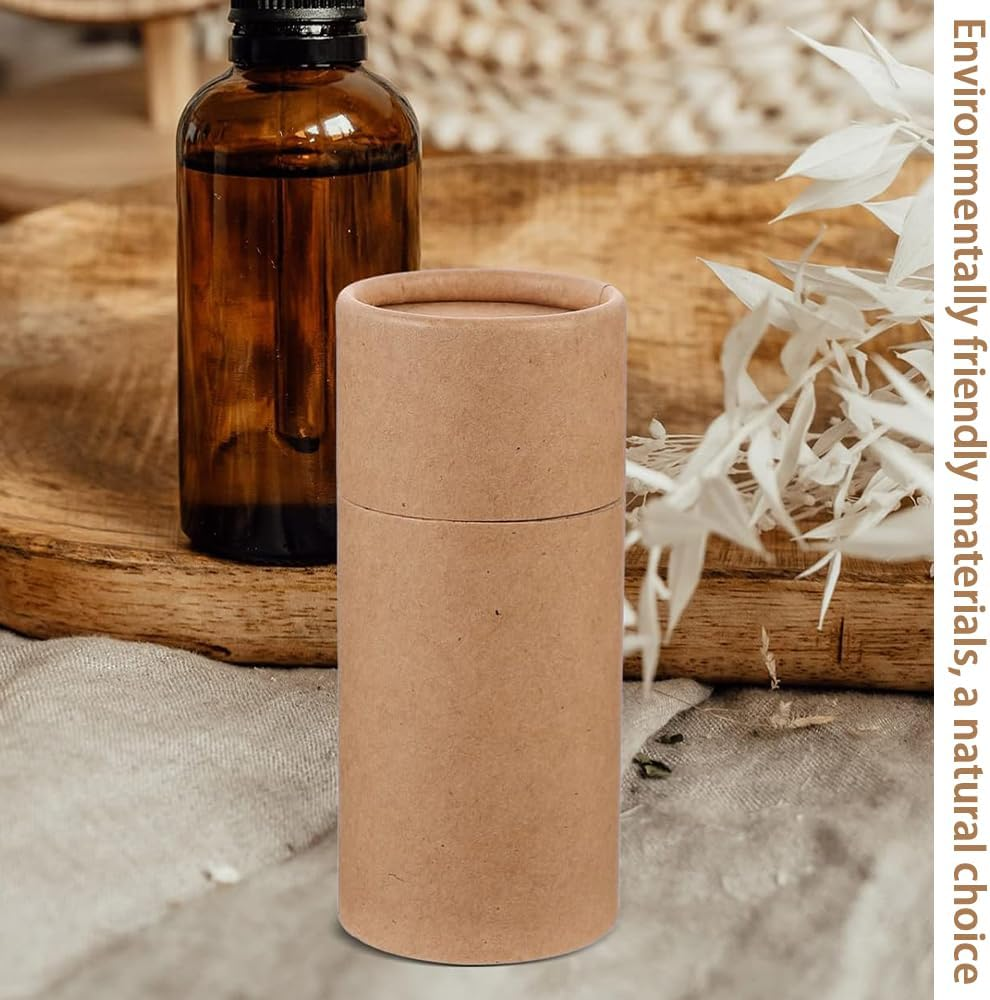 20PCS Kraft Paperboard Tubes with Lid, 0.35Oz/10Ml Empty Cardboard Deodorant Containers, round Paper Cardboard Boxes for Essential Oil Bottle Packaging image number 6