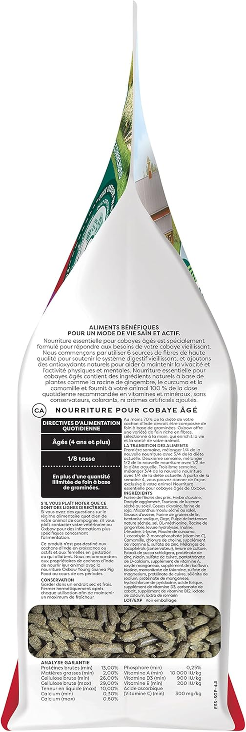 Oxbow Essentials Guinea Pig Food, Senior, Made Alfalfa for Guinea Pig, Pet Food Pellets with Vitamin C, Small Animal Pet Products, Made in USA, High Fiber, 1.81Kg. Bag image number 1