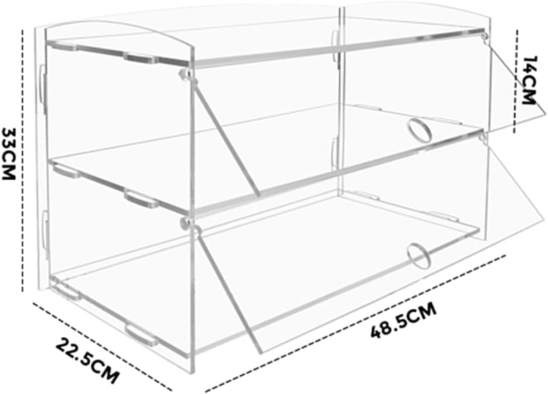 PORIYA 2 Tier Large Acrylic Bakery Cake Display,5Mm Thick Transparent,Cabinet Case Donuts Cupcake Pastries, Model Showcase Countertop Flip-Up Door image number 6