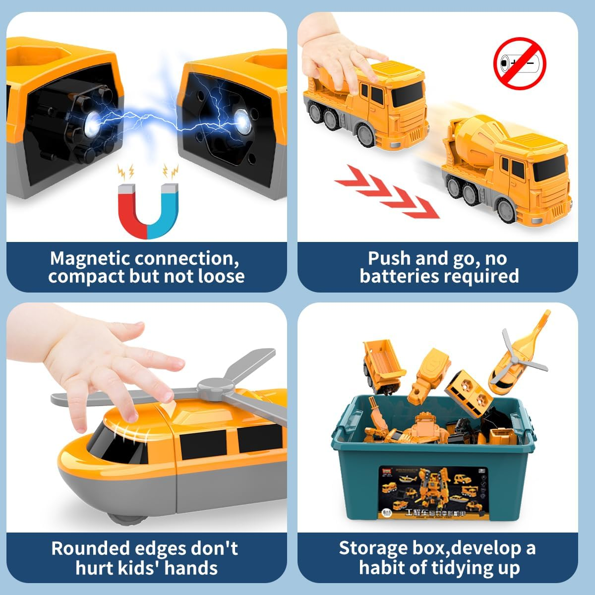 Magnetic Transform Engineering Toy Car DIY Truck Assembled Robot Toys with Storage Box, Building Blocks Construction Toys for 3 4 5 6 Year Old Boys Toy, STEM Educational Gifts for Kids(35 PCS) image number 4