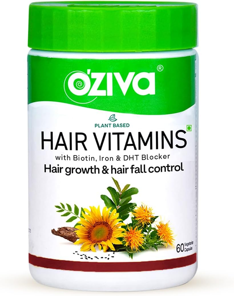 Oziva Hair Vitamins (With DHT Blocker & Omega 3), 60 Capsules (Hair Vitamins)