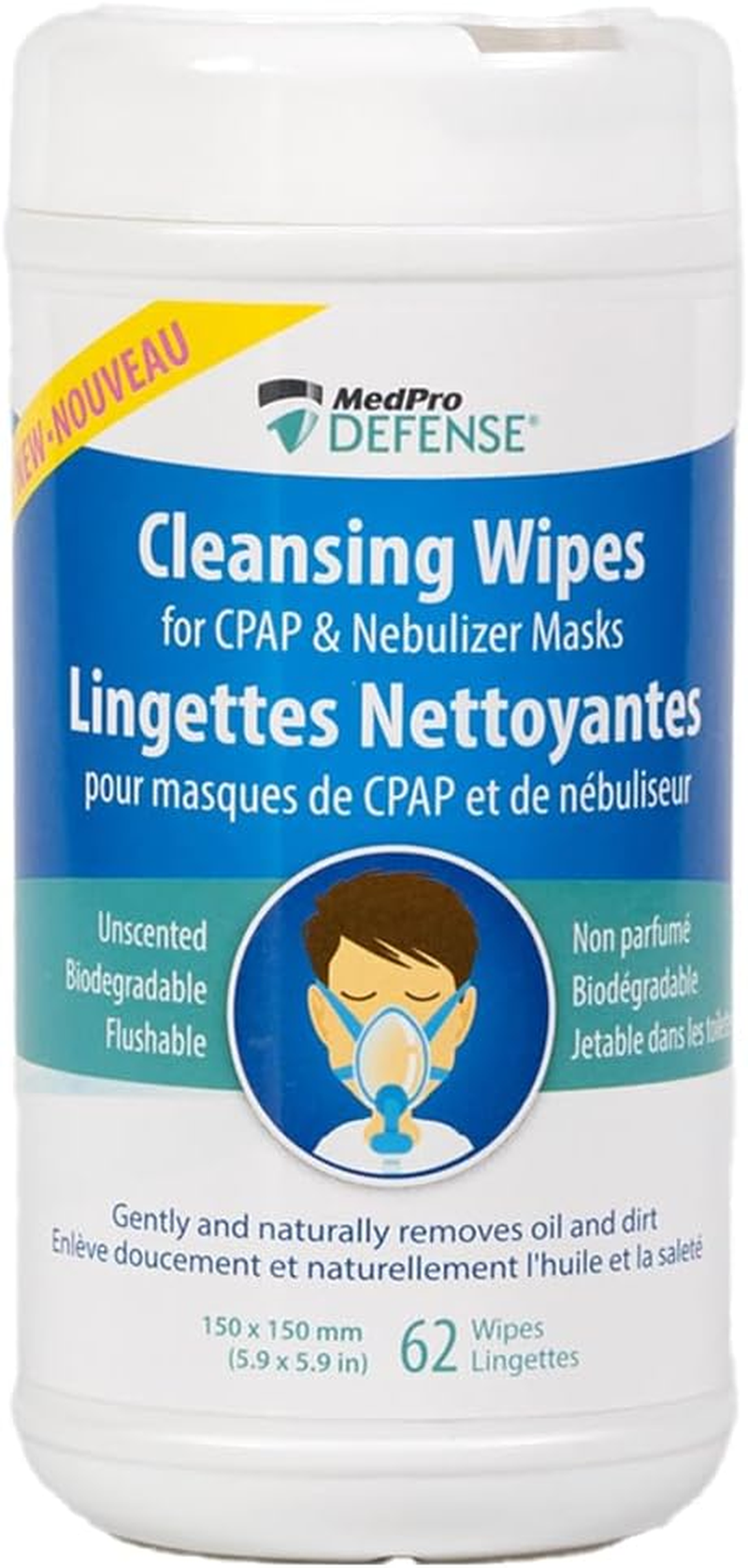 Medpro Defense Cpap Mask Wipes, Gently Removes Dirt and Oil, Biodegradable, Unscented, Lint-Free, Flushable, Naturally Remove Dirt from CPAP Masks, Daily Cleaning image number 3