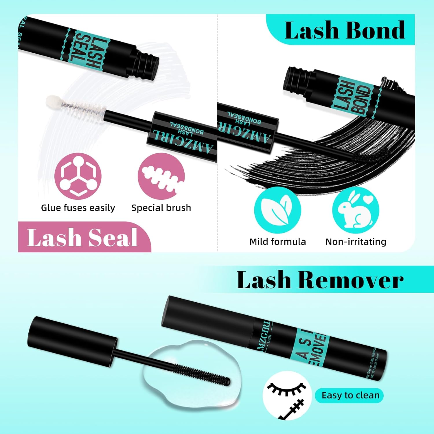 Lash Clusters Kit 280Pcs Lashes Extensxion Wispy Kit 50D D Curl with Bond&Seal Waterproof,Lashes Glue Remover,Lash Tweezers Tools for Eyelash Extension Kit(50D,9-18Mmmix Kit) image number 5