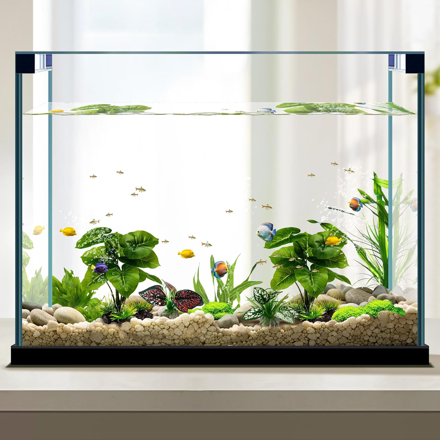Reptile Artificial Plants, Terrarium Plants Decorations Supplies, Aquarium Fish Tank Plant, Amphibian Habitat Hideout Tank Accessories (M Set-2Pcs/D) image number 5