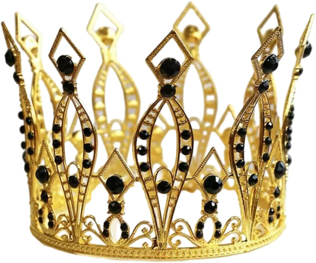 Crown Cake Topper Rhinestone Crystal Handmade Tiara Cake Decoration for Birthday Pageant Prom Wedding Party Christmas Halloween Costume image number 1