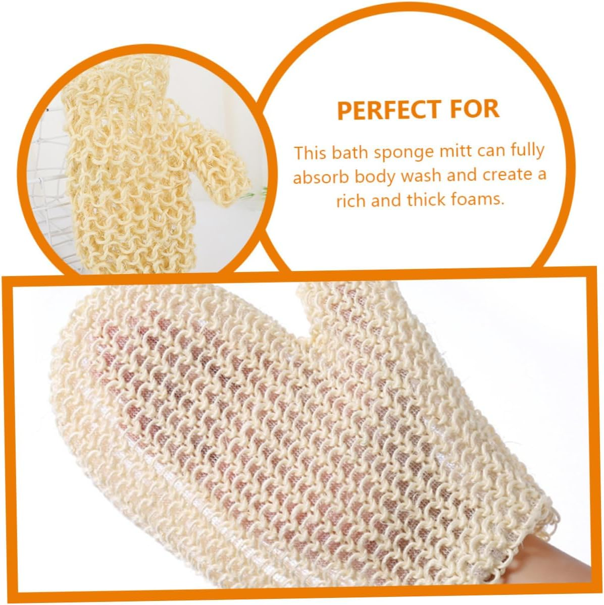 HAMPPLIES 2Pcs Exfoliating Gloves Double Sided Body Scrubber for Gentle Skin Cleansing and Exfoliation for Shower Use for All Skin Types image number 2