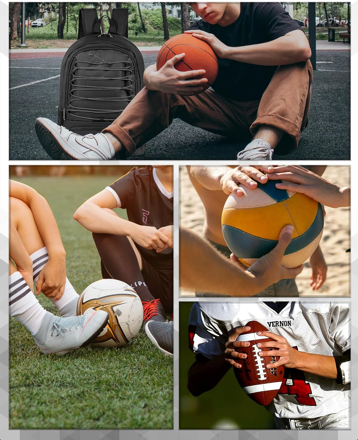 TRAILKICKER Mesh Black Basketball Soccer Bag Backpack Sports Volleyball Football Bag with Ball and Shoe Compartment for Boys Girls Man Women Ball Equipment Bag All Sports Venue image number 5