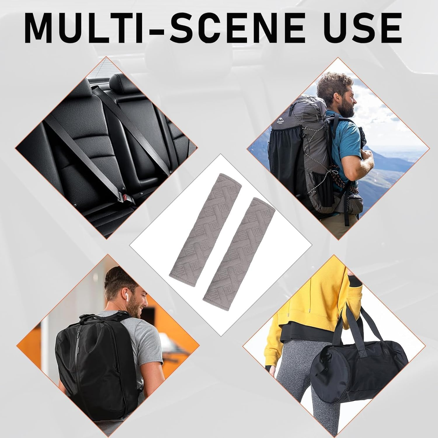 Universal 2-Pack Car Seat Belt Covers - Soft Shoulder Strap Pads for Comfortable Driving, Adjustable Breathable Harness Pad Protector - Car Interior Accessories(Grey) image number 2