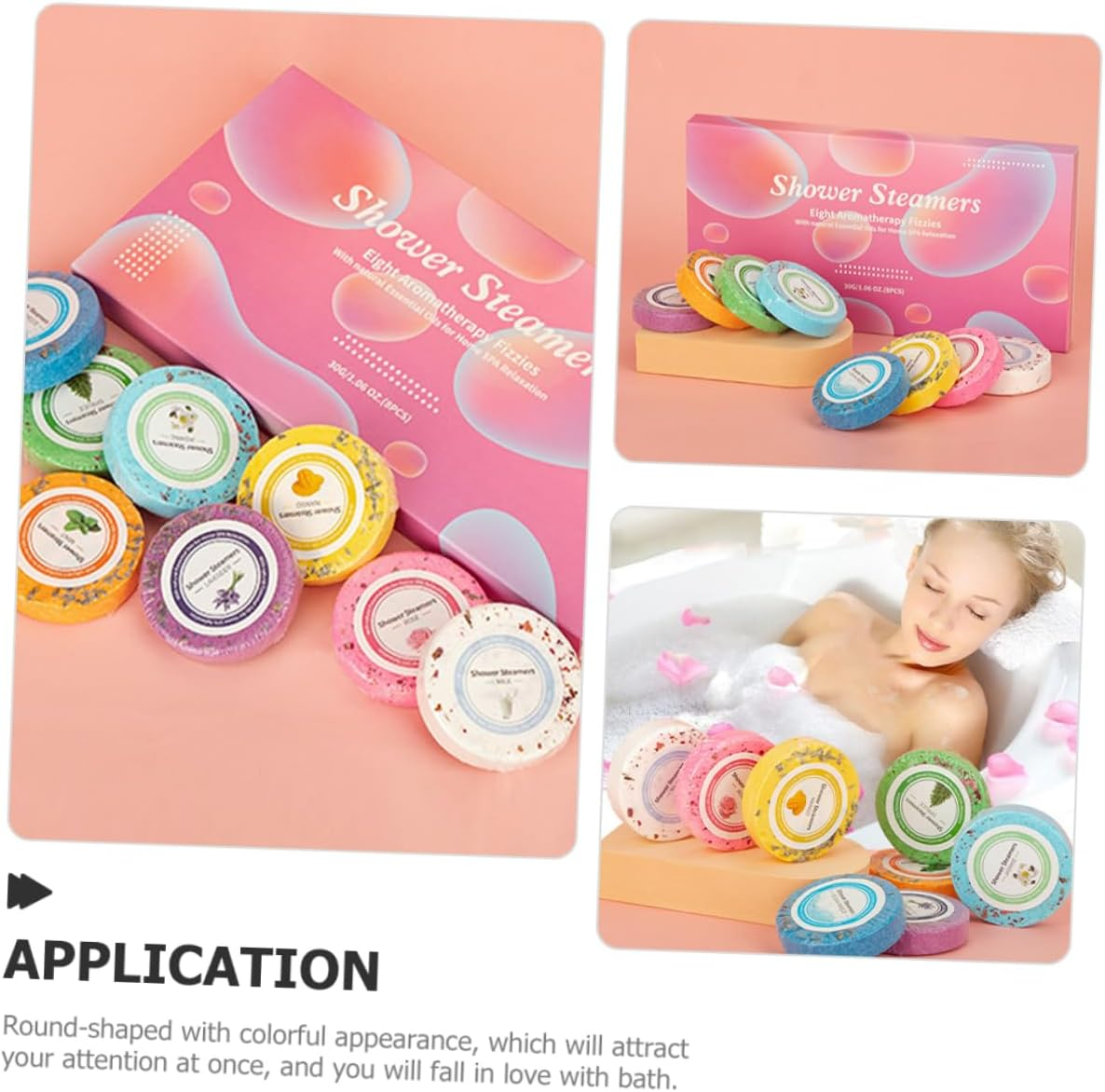 BAZEITFLOW Aromatherapy Bath Tablets 8-Piece Set Natural Essential Oil Shower Tablets Relaxing Bath Drops for Spa Experience for Women and Giving image number 3