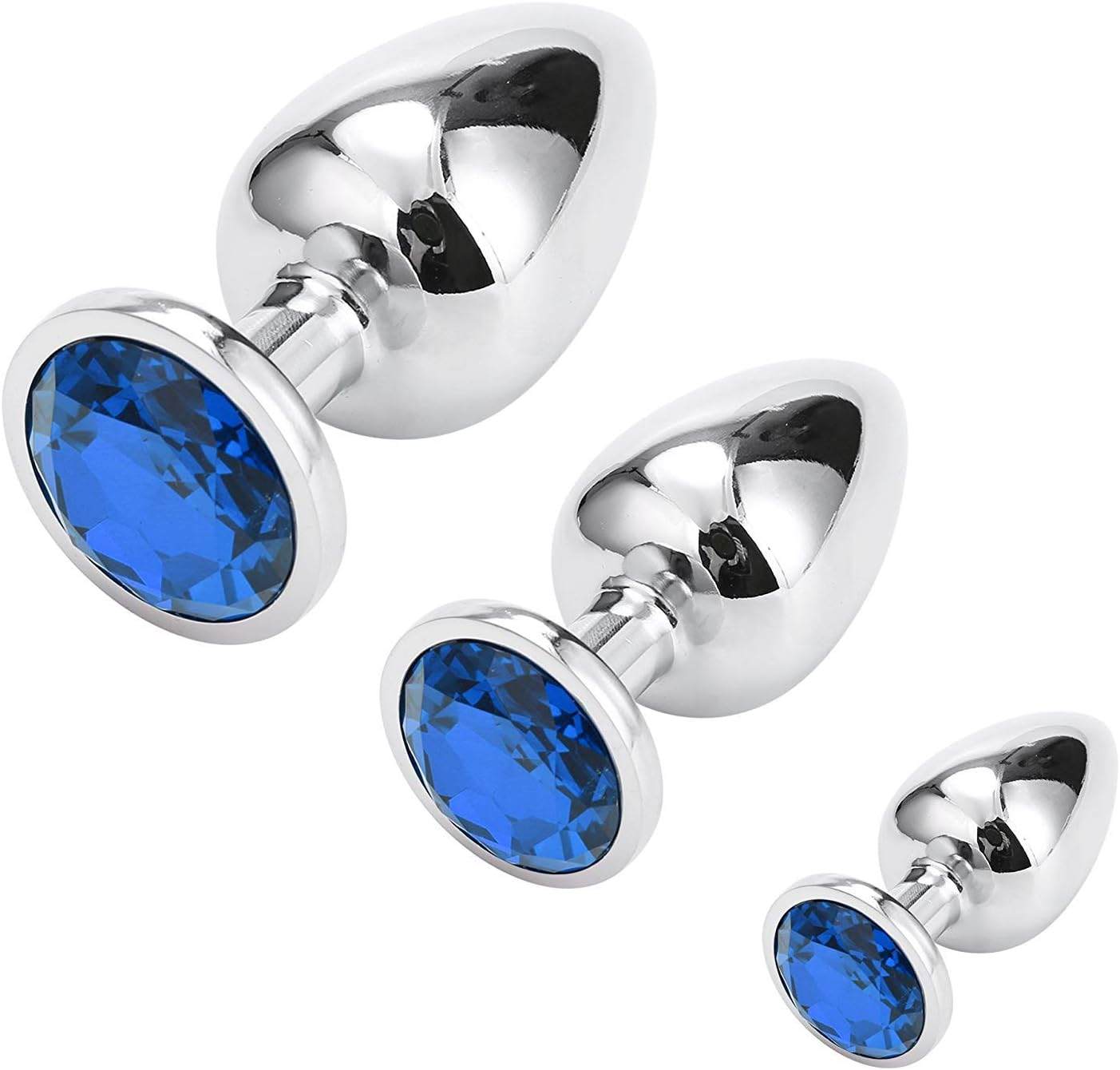 Anal Butt Plug, Greenpinecone Small + Medium + Big Set Fetish Stainless Steel Anal Butt Plug Anal Plug Hook with Crystal Diamond Beginner 27Mm-33Mm-41Mm Anal Stimulation Toy for Unisex Masturbation image number 5