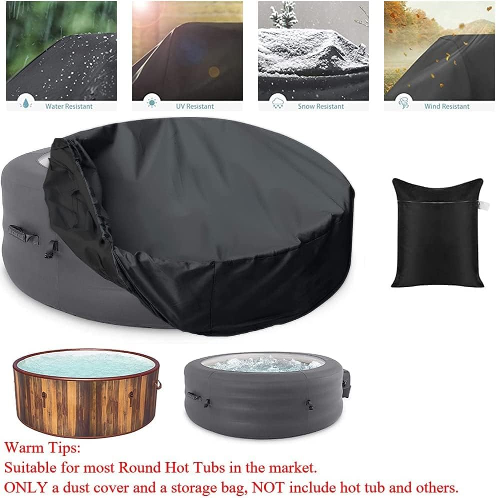 UCARE Hot Tub Cover Waterproof Outdoor Portable round Inflatable Hot Spa Cover Protector Bathtub Pool Garden Furniture Dust Covers (73&times;43In/ 185&times;110Cm) image number 6