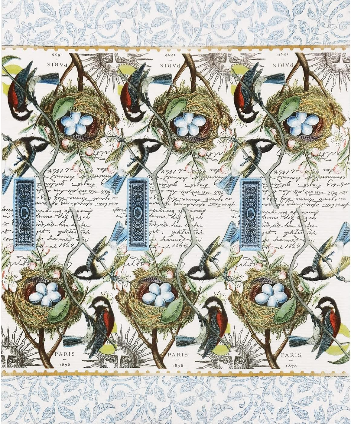 Zelten 2-Ply 15 Count Colored Paper Hostess Napkins Shabby Chic Napkins for Wedding Dinner Tea Party Decoration E (Mockingbird, 1) - Fish image number 7