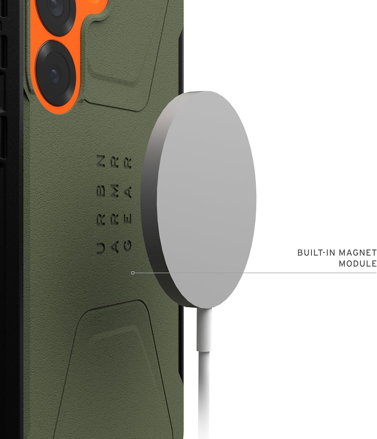 URBAN ARMOR GEAR Civilian Magnet - Samsung Galaxy S25 - Olive Drab/Orange Phone Cover for Outdoor Activities and Travel image number 3