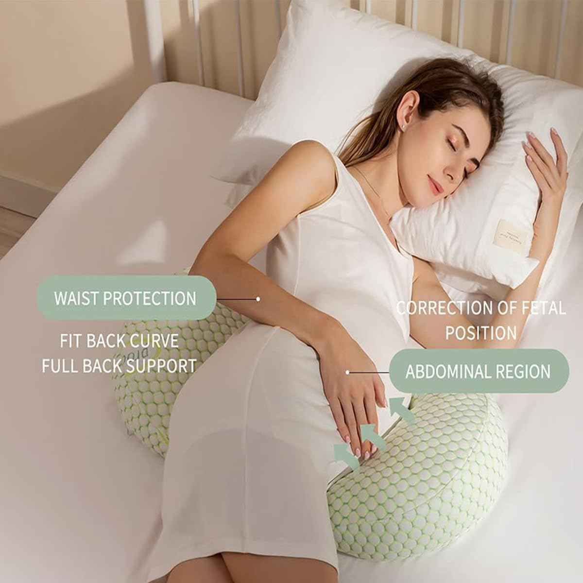 ZONEY Pregnancy Pillows for Sleeping, Portable Travel Maternity Pillow for Side Sleeper, Support for Back, Belly, HIPS for Pregnant Women,Detachable and Adjustable with Pillow Cover (2 in 1) image number 3