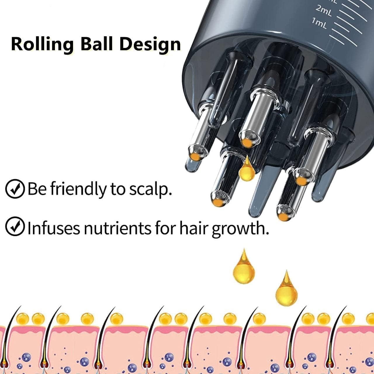 1Pc Scalp Applicator Comb,Hair Growth Care Hair Massager, Portable Hair Oil Applicator Bottle Scalp Massager, Hair Oil Applicator for Scalp Massager and Hair Growth Care (White) image number 4