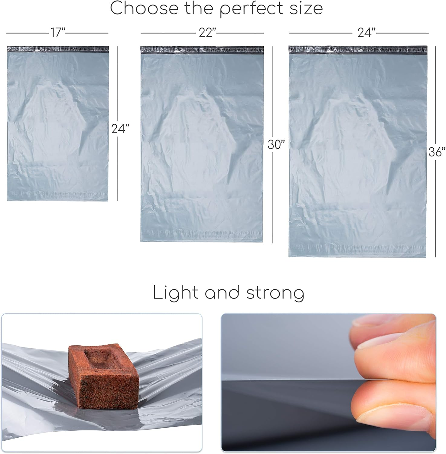 Large Mailing Bags by Calzette Extra Strong Polythene Grey Mail Envelopes for Packaging Clothes Parcel Self Seal Poly Storage Bags 22"X 30" (55Cm X 76Cm) Postal Bag Packing (10) image number 1