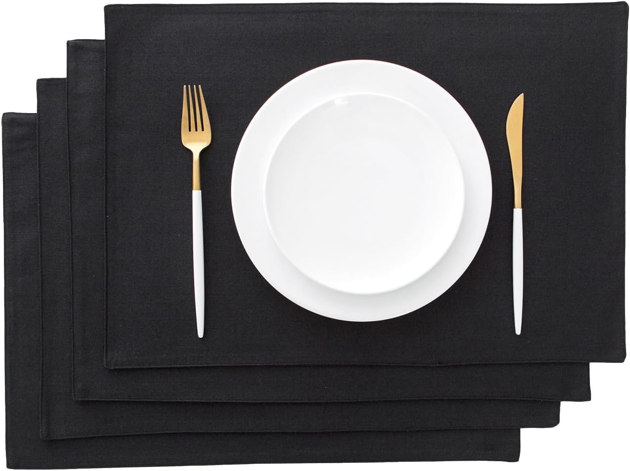 AOKSUNOVA Cloth Placemats Set of 4 Farmhouse Linen Table Mats for Dining Table Turquoise