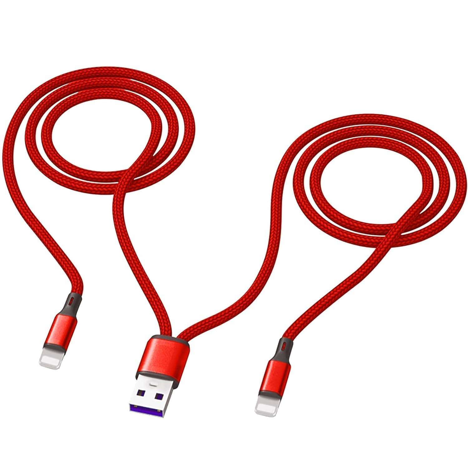 2 in 1 Fast Charging USB Car Cable，1M 3A Dual Splitter Nylon Braided USB a Charge,Usb a to Double USB C Mfi Certified Cord Compatible with Iphone 16/15/Pro/Plus/Max and More-Black