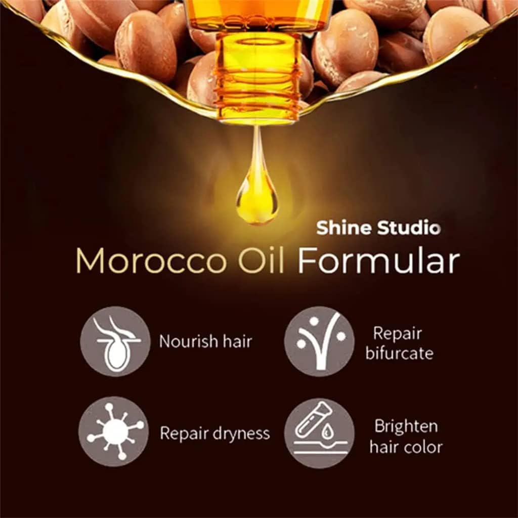 Shinestudio Anti-Frizz Hair Serum, Shine Studio anti Frizz Hair Serum, Shine Studio Morocco Silk Bright Hair Care, Hair Care Essential Oil Reduce Dry Hair (3 Pcs) image number 2