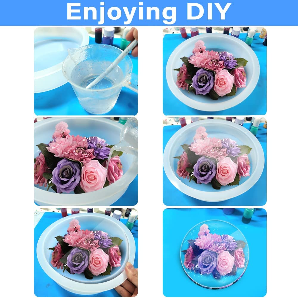 2 Pcs Large Resin Molds, Finegood Hexagon round Resin Molds Silicone Deep Silicone Molds for Epoxy Resin DIY Bookends Specimens Weeding Flower Preservation Resin Mold image number 6