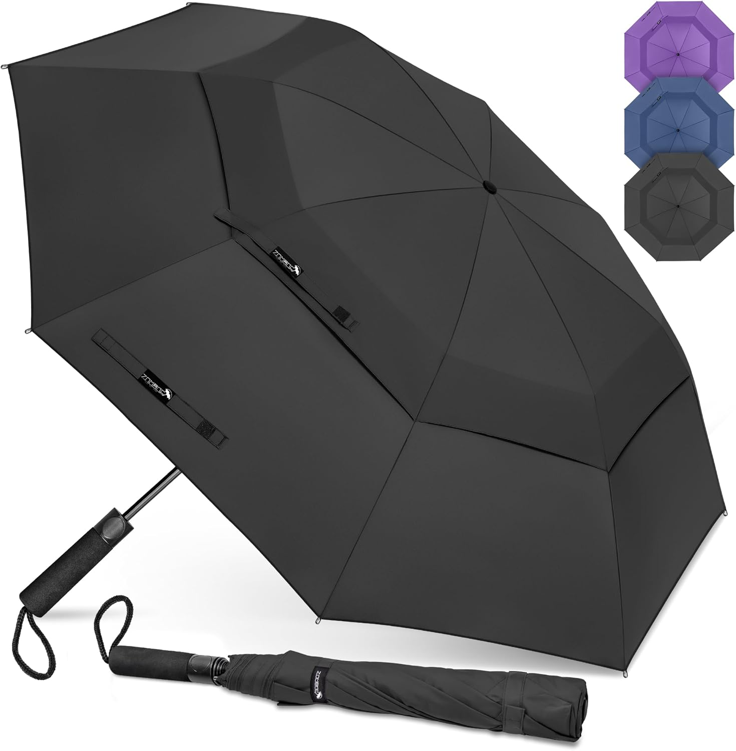 ZOMAKE Golf Umbrella 60 Inch - Portable Windproof Golf Umbrella, Automatic Open Double Canopy Golf Umbrellas for Gentlemen Women