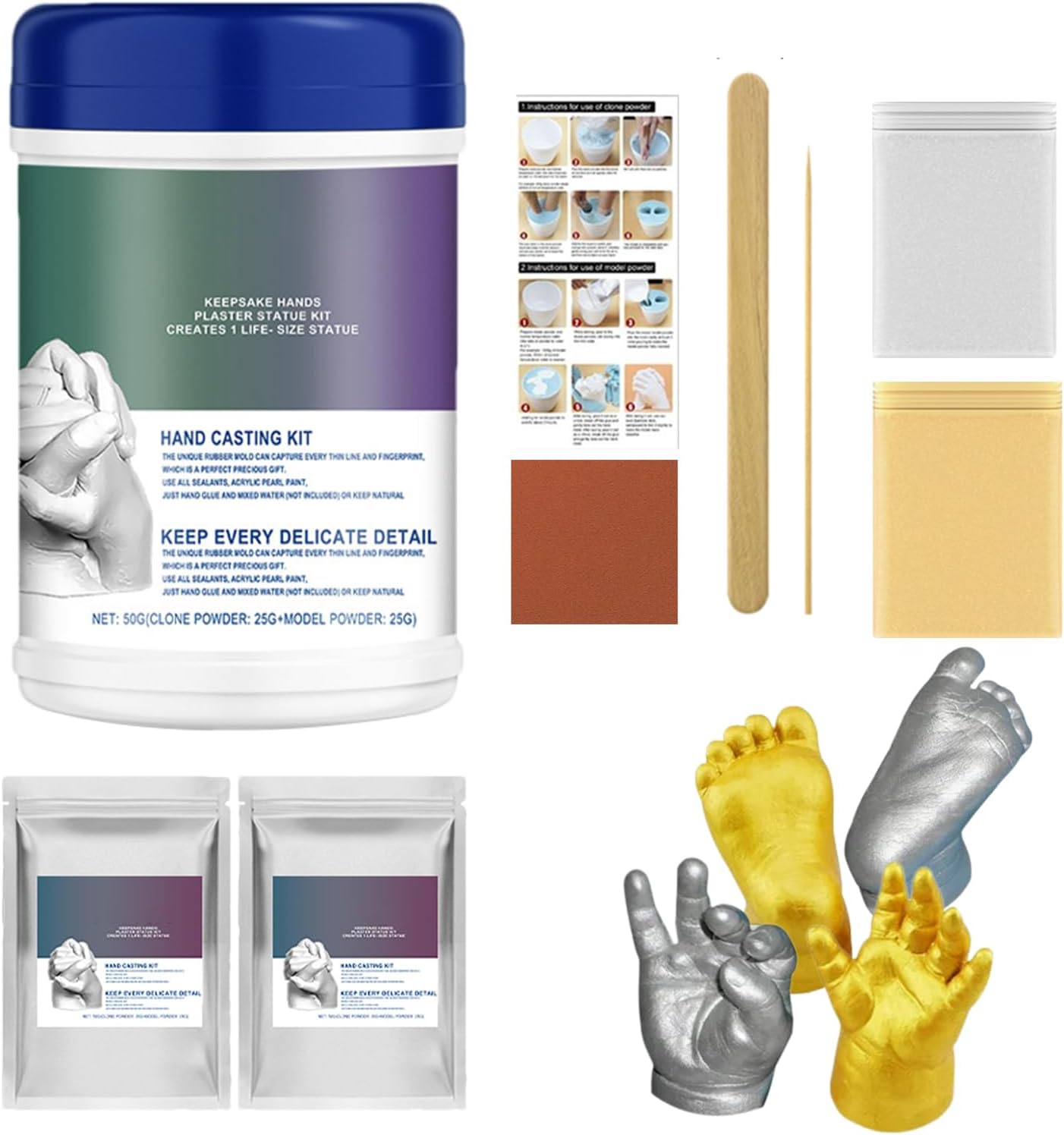 Zetqhuu Plaster of Paris for Crafts - Casting Powder | Sculpture Supplies for Family Toddler Couple Children Adults Memorial Christmas Thanksgiving