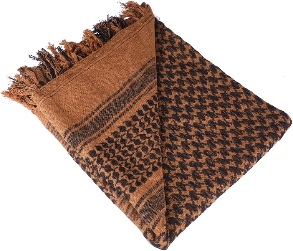 FFNIU Cotton Scarf Military Shemagh Arab Tactical Desert Keffiyeh Thickened Head Neck Scarf Wrap for Women and Men 43"X43" - Army Green image number 6