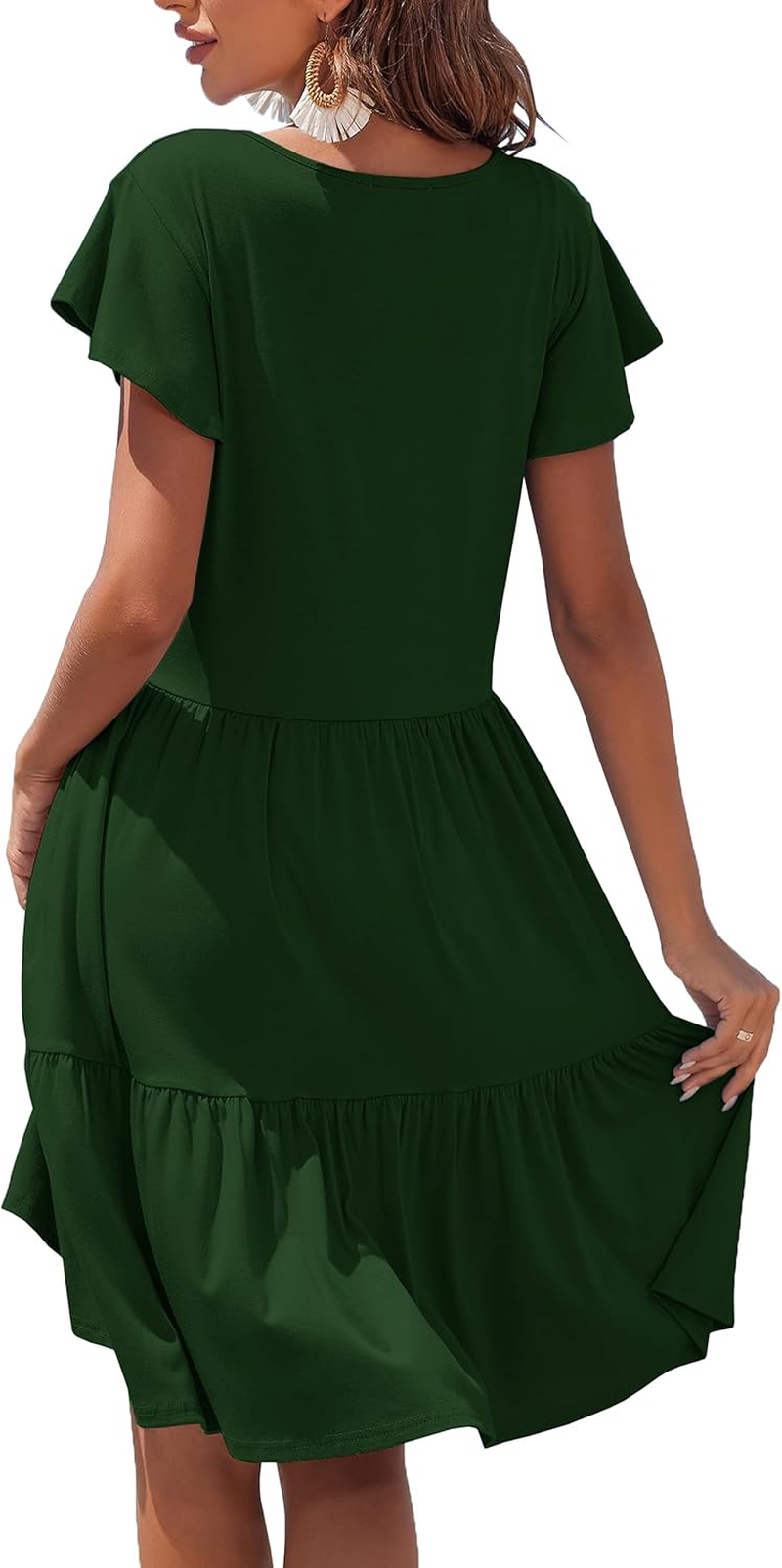 Women'S Maternity Nursing Dress Ruffle Cap Sleeve Breastfeeding with Pockets image number 7