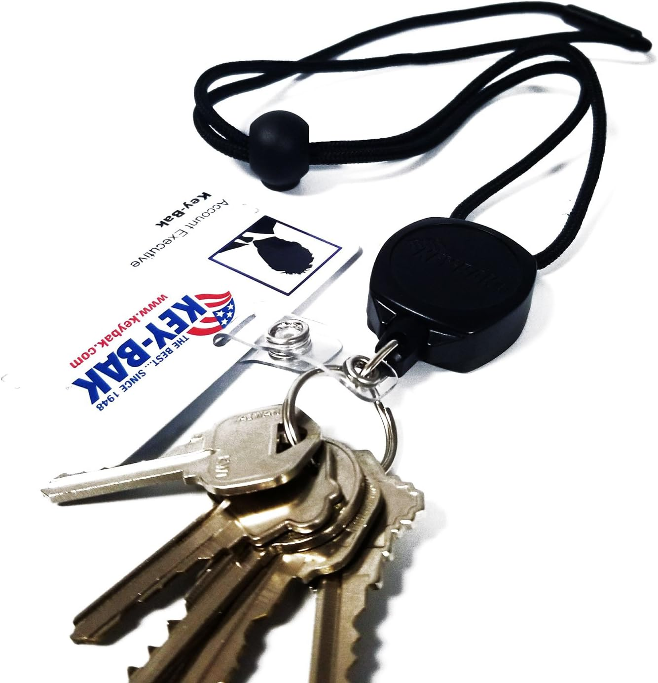 Key-Bak Sidekick Retractable Badge Reel and Keychain Breakaway Lanyard with a Key Ring and Twist-Free Clear I.D. Badge Holder on a Retractable Lanyard, Model Number: 0KB1-0A44 image number 2