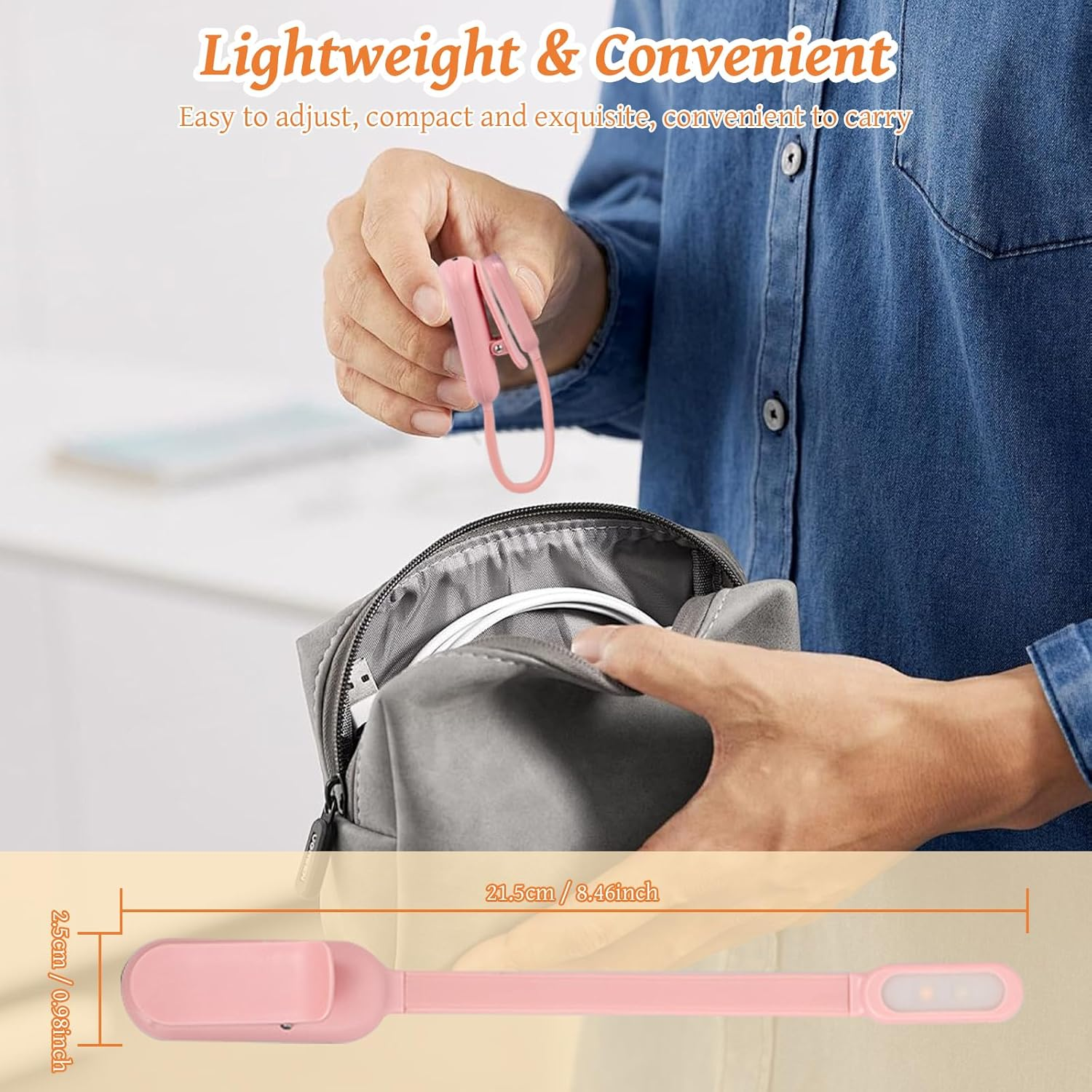 Pearyaest Book Light,Reading Lights for Books in Bed,Clip on Led Reading Light with 3 Colors Modes & Stepless Dimming,Portable Lightweight AAA Battery Book Lamp Long Runtime for Travel, Desk(Pink)