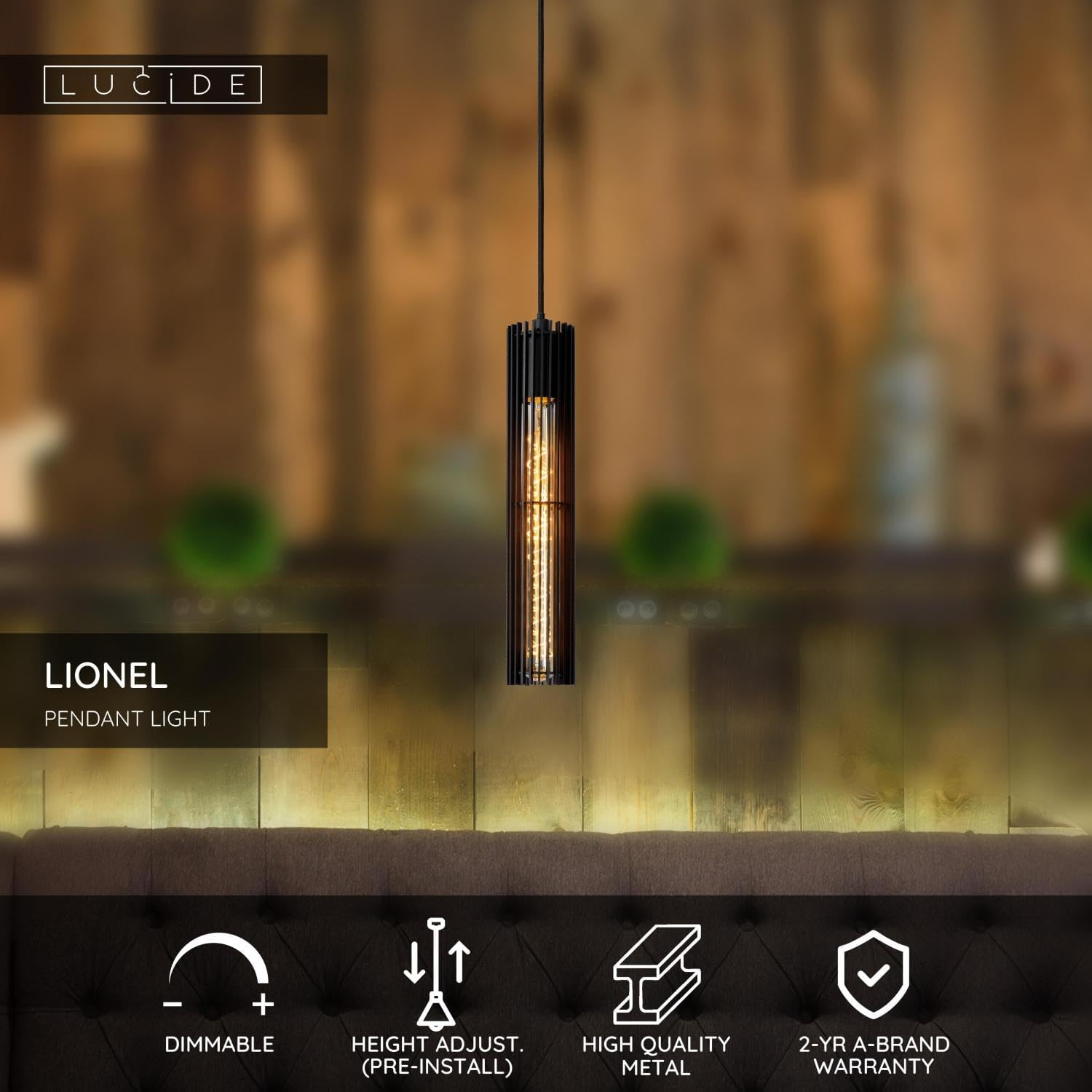 LUCIDE Lionel - Pendant Light - &Oslash; 6,5 Cm - 1Xe27 - Black image number 2