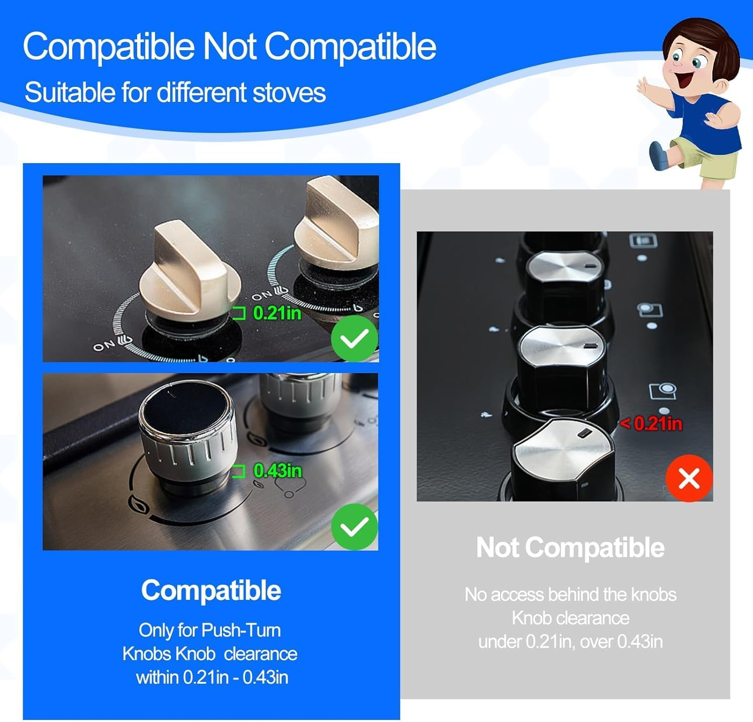 5 PCS Universal Stove Knob Covers for Child Safety, Heat-Resistant Gas Oven Knob Locks with Strong Adhesive, Baby Proofing Stove Guard to Prevent Kids & Pets from Turning On image number 6