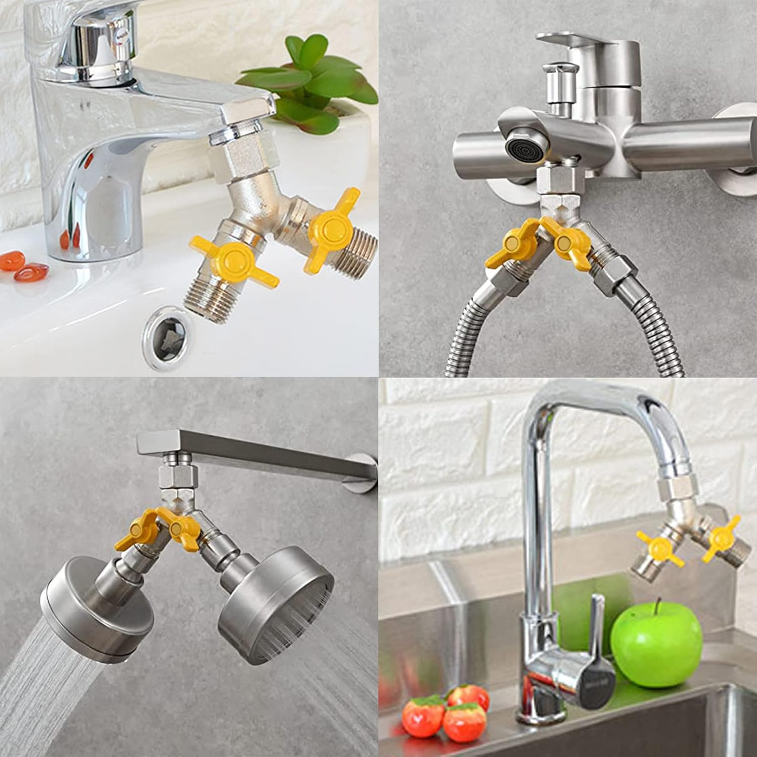 3-Way Y-Splitter Valve, 1/2 Inch Brass Body, Silver, Multi Port Valve, Y Valve, Garden Hose, Washing Machine, Water Tank, Water Filter, Shower image number 4