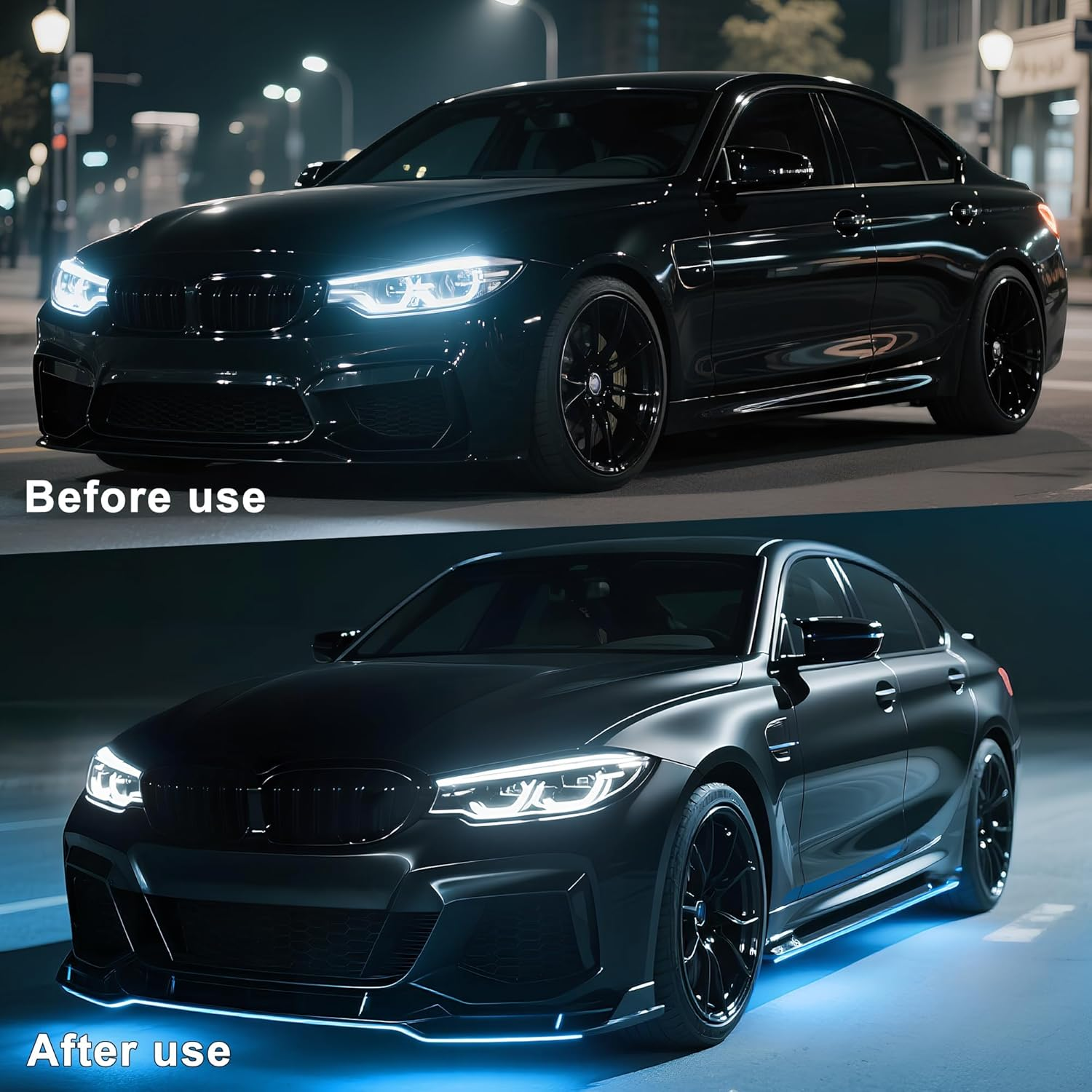 Underglow Light Strip RGB - 4PCS Car Neon Lights Kit with 252 Leds, Bluetooth APP Control, 8-Color RGB & Music Sync, Waterproof PVC Strips for Cars, Trucks, Suvs