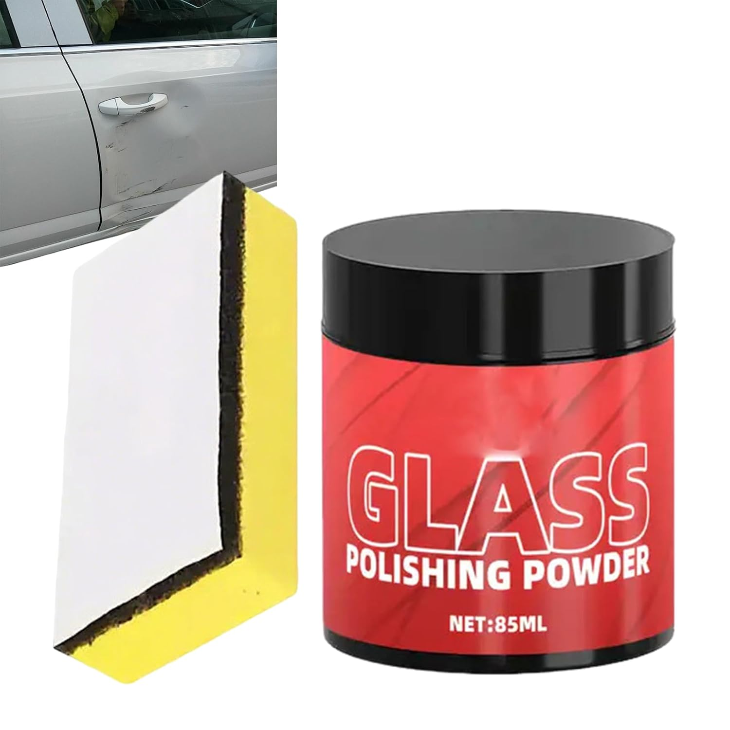 Glass Polishing Powder for Car | Windshield Scratch Remover Oil Film Cleaner 85Ml | High Performance Cleaner Automotive Detailing Supplies for Truck Windshield SUV RV Restoration image number 6
