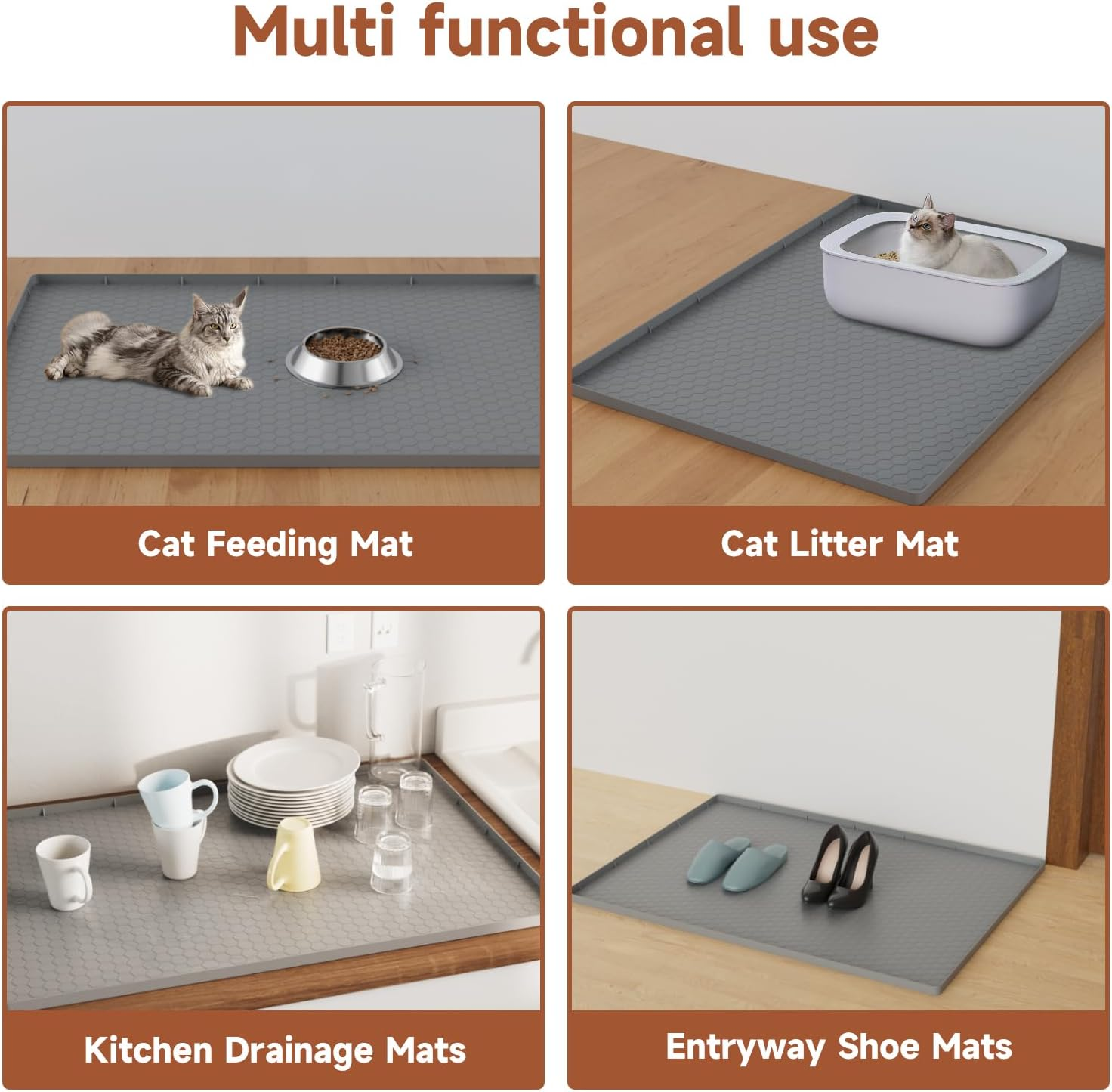 Pawinner 22"X31.5" Cat Litter Mat, Heavy-Duty Waterproof Litter Trapping Mat, Non-Slip Floor Protector for Litter Box Area, Easy to Clean for Small/Large Cats image number 1