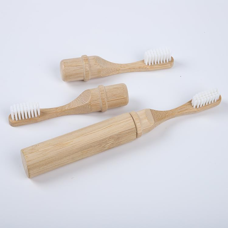 Bamboo Tube Travel Toothbrush, Screw in Bamboo Toothbrush Kit, Environmentally Friendly and Compact, Easy to Use Anytime, Anywherebeige12.2 * 2.2Cm image number 5