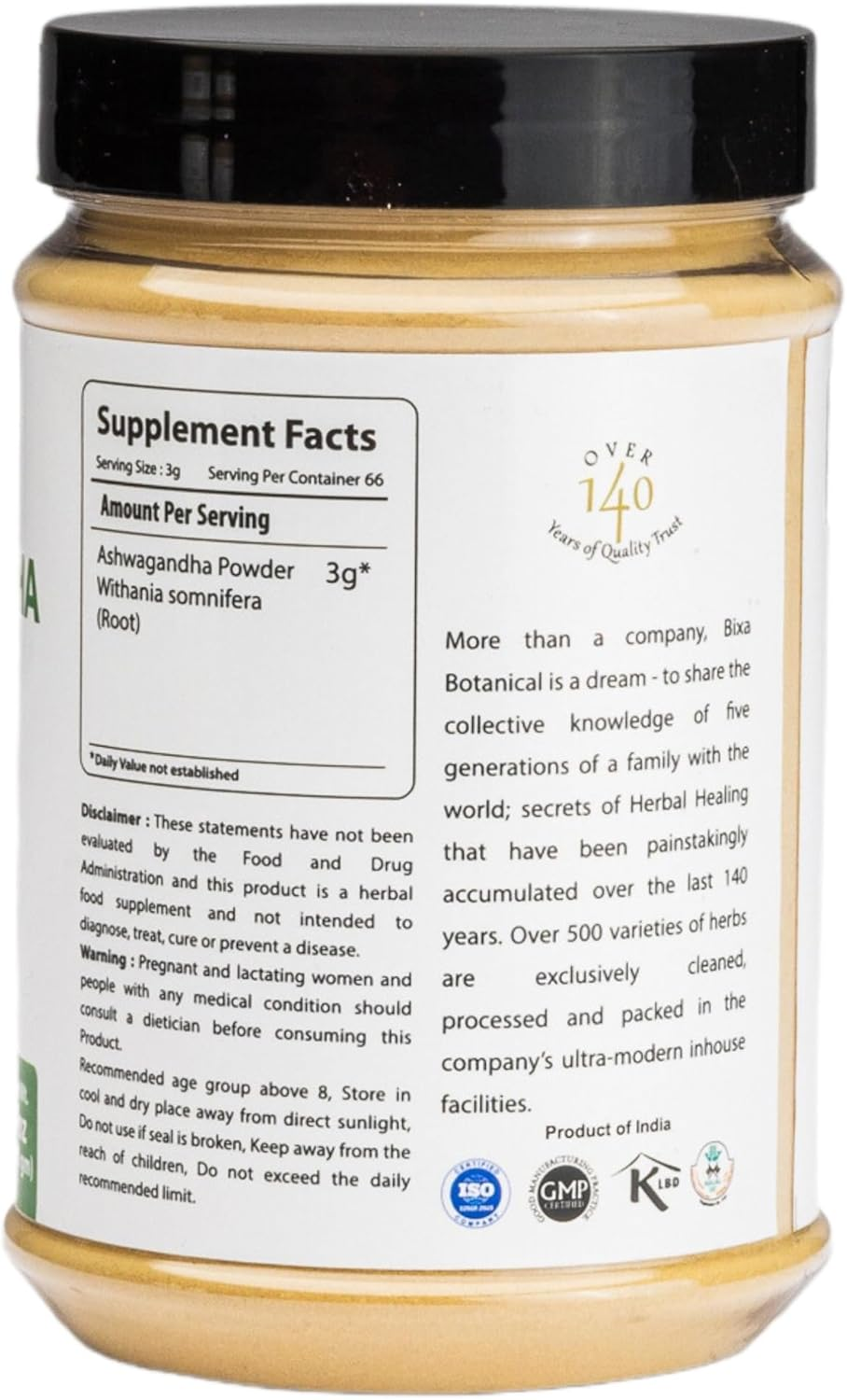 Ashwagandha Root Powder (Withania Somnifera Root) Indian Ginseng, Best Re-Energizer & Immunity Booster | Herbal Supplement by Bixa Botanical (7 Oz / 200G) image number 4